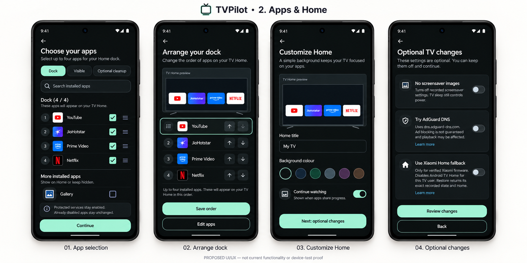 App design preview: choose and arrange installed TV apps from your Android phone